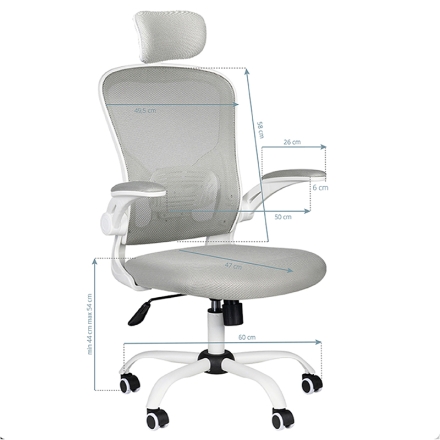 Fotel biurowy Max Comfort 73H biało - szary - 6