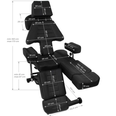 Fotel do tatuażu Pro Ink 603B czarny - 13