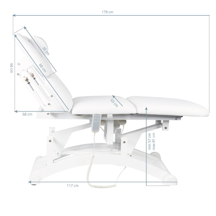 Leżanka elektr. do masażu Basic 165 3 siln. biała - 4