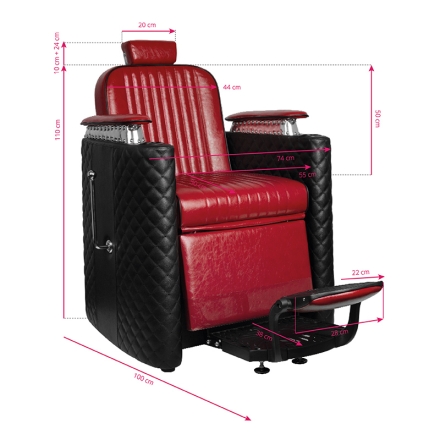 Gabbiano fotel barberski Bernardo czarno - czerwony - 8