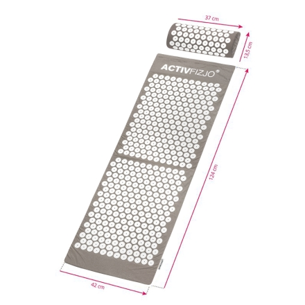 Mata do akupresury ActivFizjo duża basic szaro biała z poduszką - 6