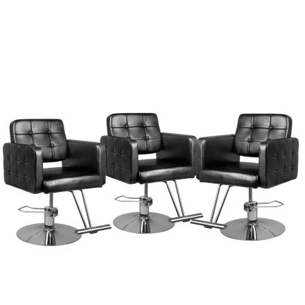 Zestaw Mebli Fryzjerskich - 3 Fotele Hair System 90-1 Czarne