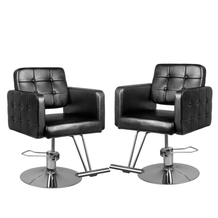 Zestaw Mebli Fryzjerskich - 2 Fotele Hair System 90-1 Czarne
