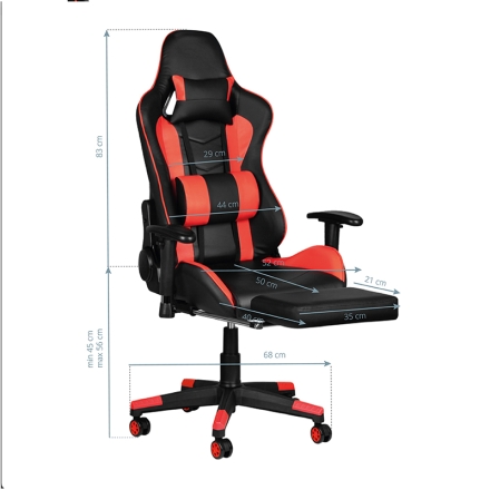 Fotel gamingowy Premium 557 z podnóżkiem czerwony - 8