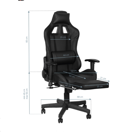 Fotel gamingowy Premium 557 z podnóżkiem czarny - 8