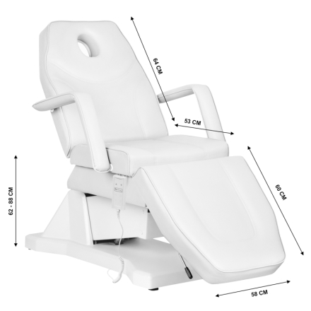 Fotel kosmetyczny elektryczny Soft 1 siln. biały - 7