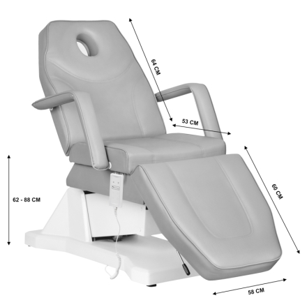 Fotel kosmetyczny elektryczny Soft 1 siln. szary - 6