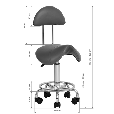 Taboret kosmetyczny 6001 szary - 5