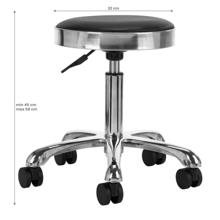 Taboret kosmetyczny M-1639 srebrno czarny - 3