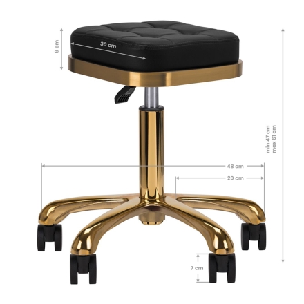 Taboret kosmetyczny M-1645 złoto czarny - 4