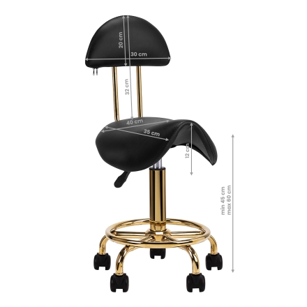 Taboret kosmetyczny 6001-G złoto czarny - 6