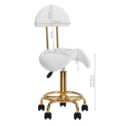 Taboret kosmetyczny 6001-G biały - 6