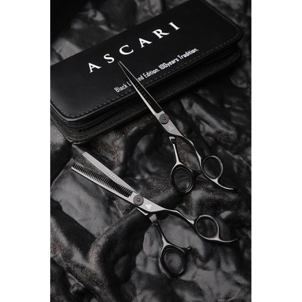 Nożyczki barberskie ASCARI Japan Black Edition 6 leworęczne - 2