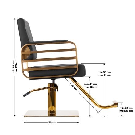 Gabbiano fotel fryzjerski Avila złoto czarny - 6