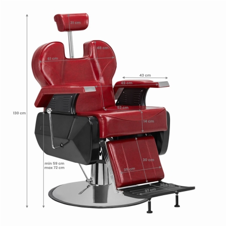 Hair System fotel barberski New York czerwony - 3