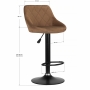 Hoker krzesło barowe pikowane obrotowe regulowane brązowe - 8