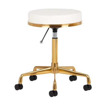 Taboret kosmetyczny H4 złoty biały