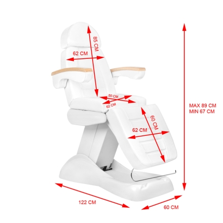 Fotel kosmetyczny elektr. Lux biały podgrzewany - 13