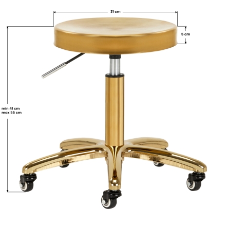 Taboret kosmetyczny / fryzjerski złoty AM-863 - 3