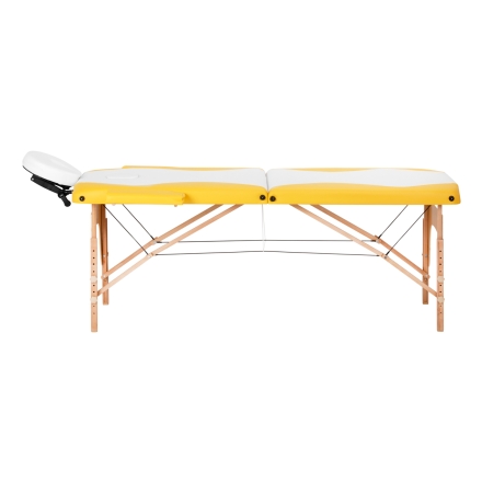 Stół składany do masażu wood komfort Activ Fizjo 2 segmentowe biało żółte - 2