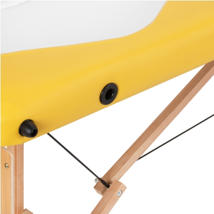 Stół składany do masażu wood komfort Activ Fizjo 2 segmentowe biało żółte - 7