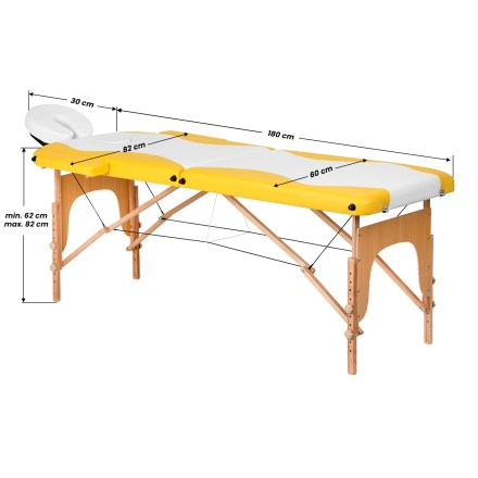 Stół składany do masażu wood komfort Activ Fizjo 2 segmentowe biało żółte - 16