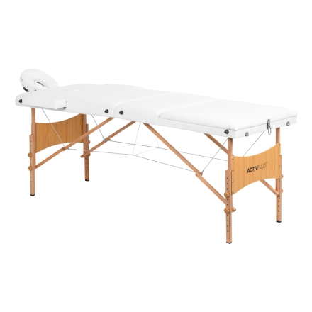 Stół składany do masażu wood Komfort Activ Fizjo Lux 3 segmentowy 190x70 biały